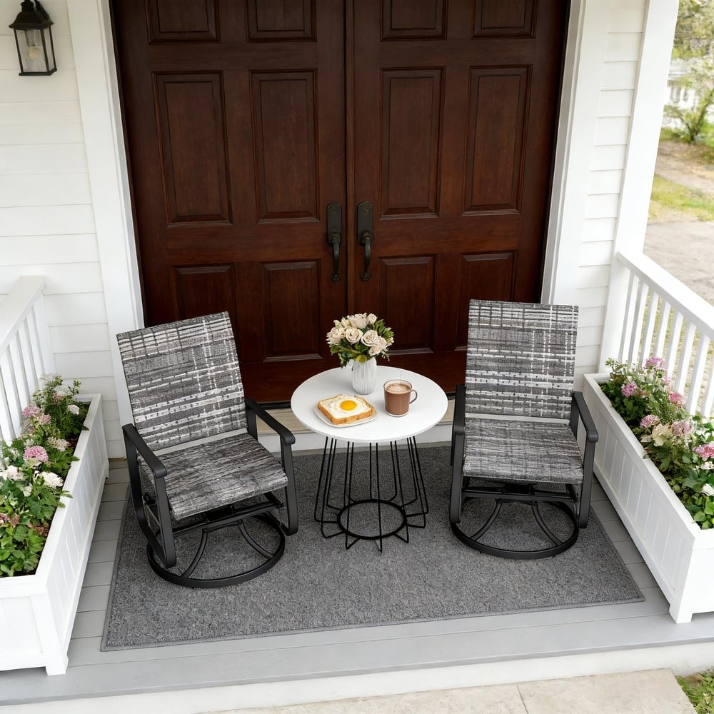 GDFStudio - Sebastian Outdoor Wicker Swivel Glider Chair Set of 2