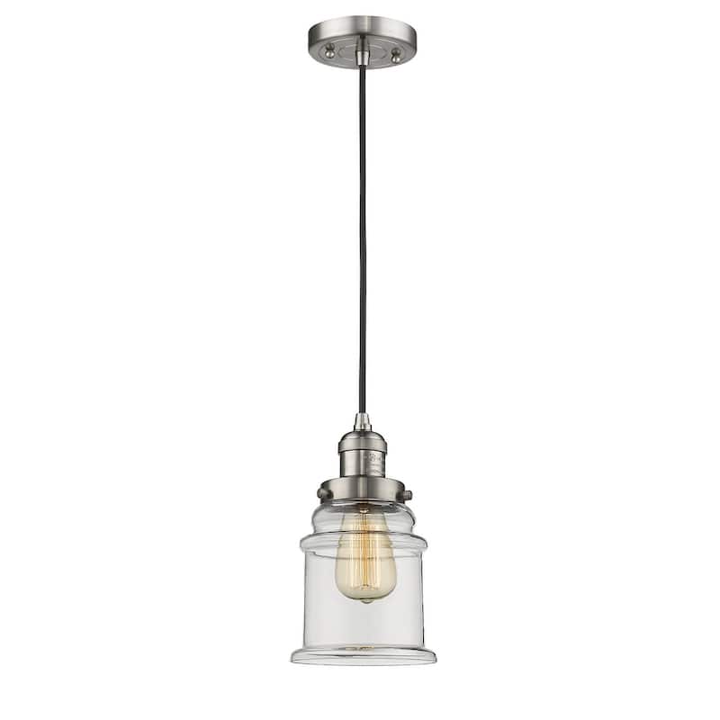 Innovations Lighting Canton 6" Wide Mini Pendant - Cord Suspension - Brushed Satin Nickel / Clear