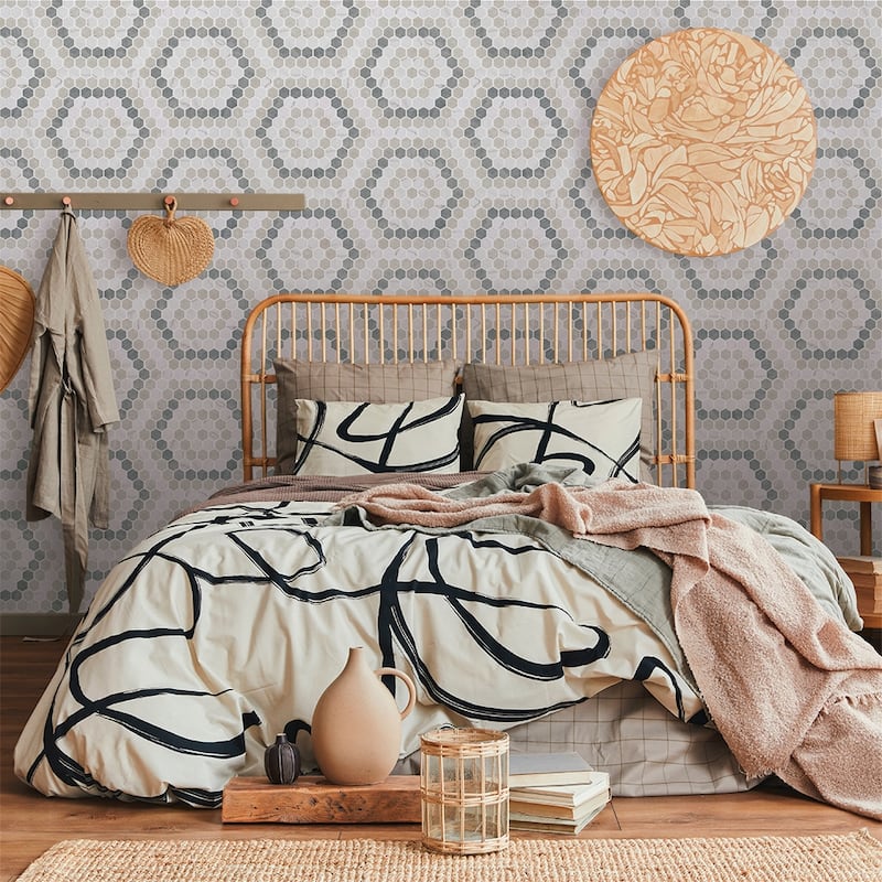 Eterna Hex 1x1 Blend Pattern Roman Matte Glass Mosaic Tile - Floor, Wall, Backsplash - Blend Pattern - 4 x 4 Sample