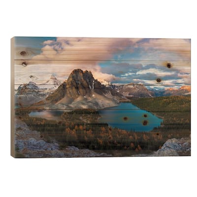 Sunrise At Mt. Assiniboine Print On Wood by Jenny L. Zhang - Multi-Color