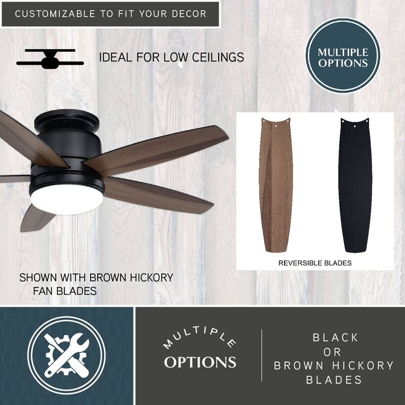 Armon Flush Mount 44-in. Ceiling Fan with LED Light Kit and Remote
