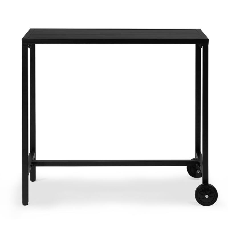 39.4" Black Iron Bar Table with Wheels Heavy-Duty Outdoor Patio Table Weatherproof and Portable - (39.4 x 15.7 x 37) in
