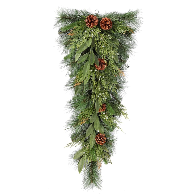 32"JuniperCedar Mix Pine Bayleaf & Cone Teardrop - 32"