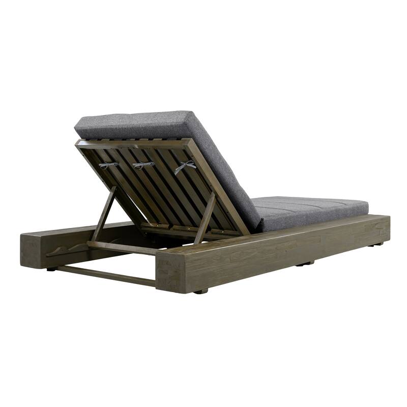 Christopher Knight Home - Amedea Outdoor Acacia Wood Chaise Lounge with Adjustable Backrest & Water-Resistant Cushion