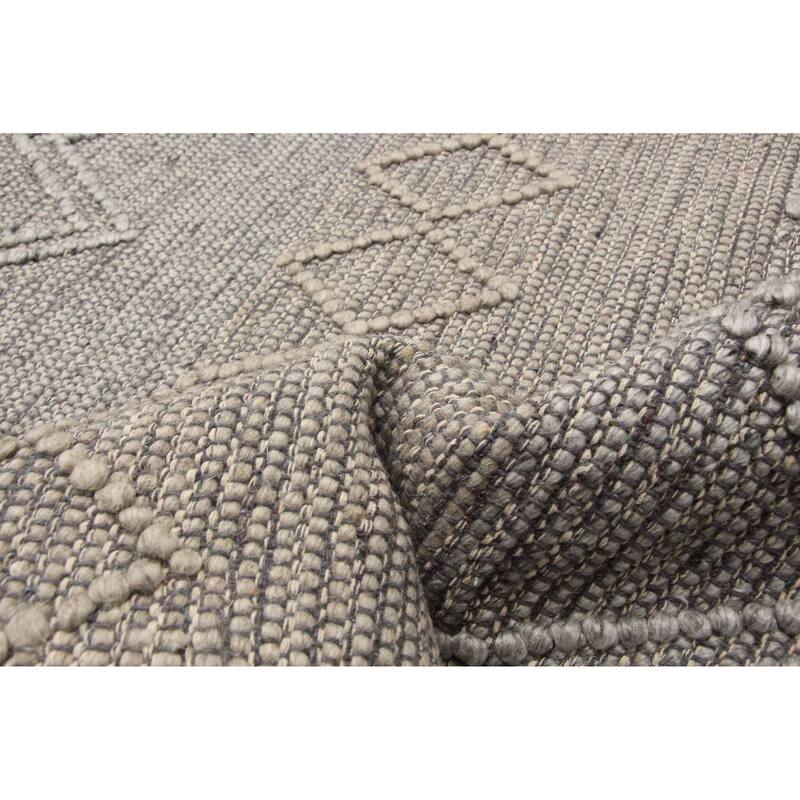 ECARPETGALLERY Braid weave Sienna Grey Wool Rug - 6'1 x 8'10