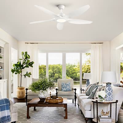 60 Inch Intergrated LED Ceiling Fan Lighting, Indoor/Outdoor 6-Speed Reversible Ceiling Fan for Kitchen Dining Room Living Room