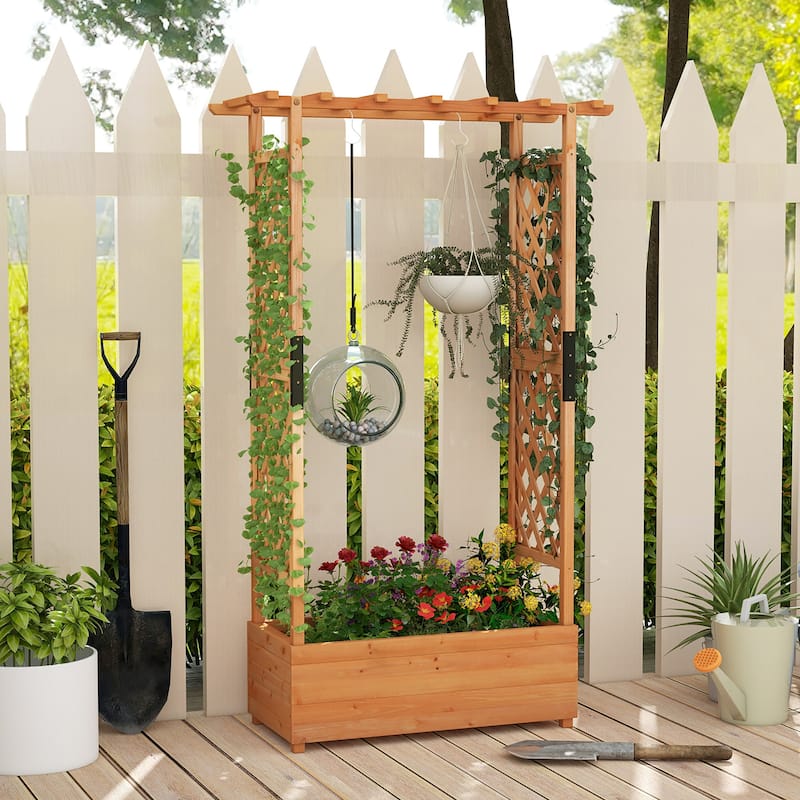 Gymax Raised Garden Bed Vertical Plant Container for Vine Climbing