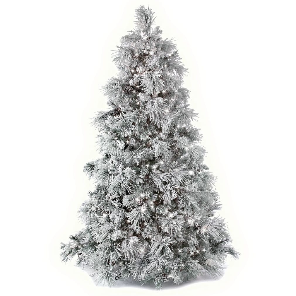 Flocked Bear Mountain 7.5-ft. Artificial Pre-lit Tree