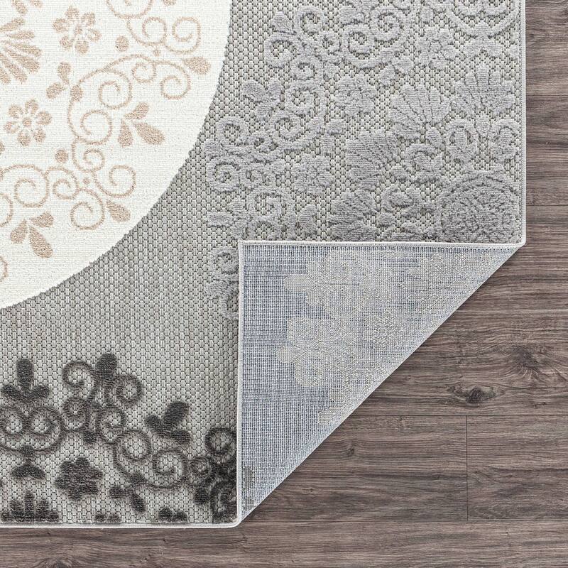 Verona Contemporary Floral Circles Indoor/Outdoor Area Rug