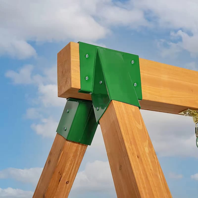 Heavy-Duty Durable and Rust Resistant Steel Swing Brackets for Backyard Playground Set Wooden Swing, Green