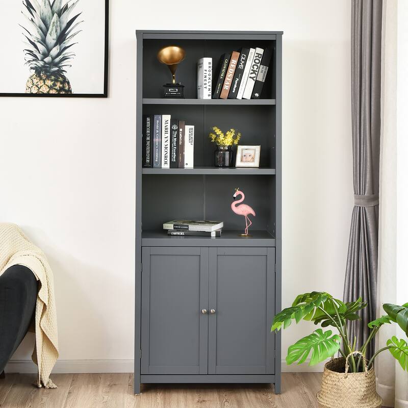 Costway Bookcase Shelving Storage Wooden Cabinet Unit Standing