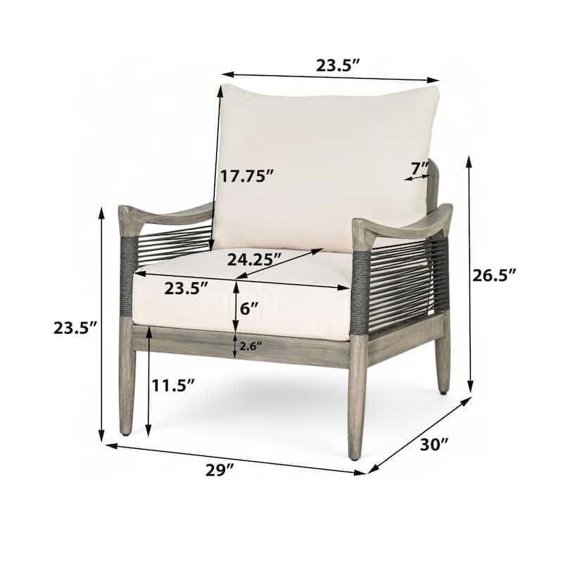 Christopher Knight Home - Riviera Acacia Wood Patio Club Chair with Woven Rope Accents