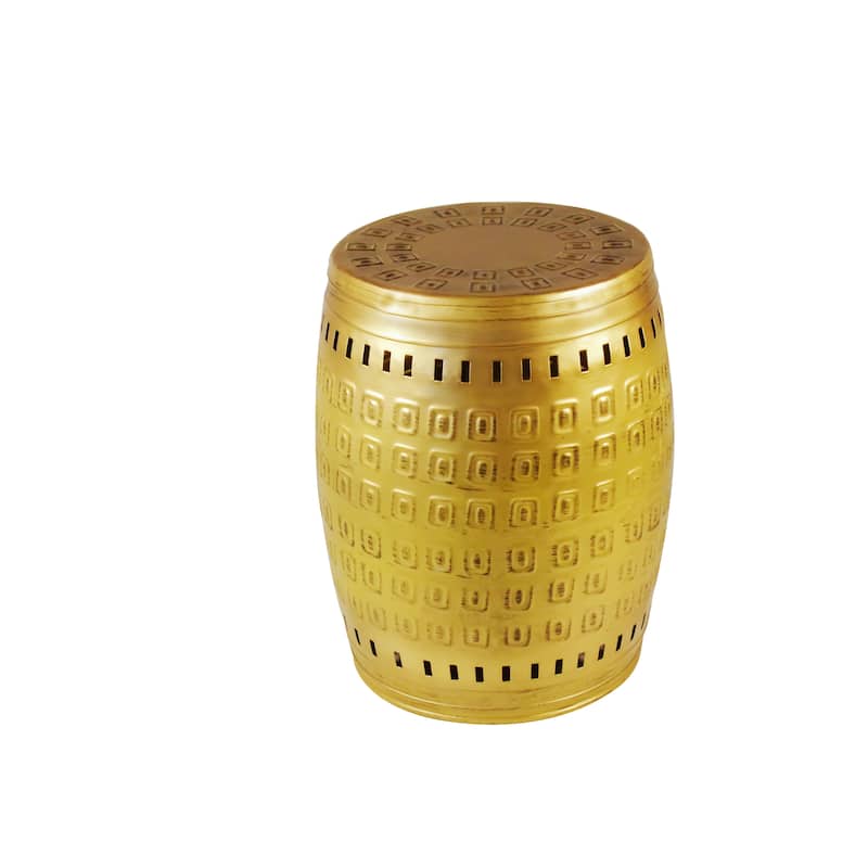 Saffron Fabs Multiple Purpose Hand Tooled 2-piece Metal Stool Set - Gold