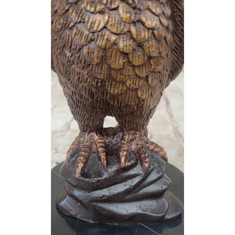 Hot Cast Bronze Metal Miniature Owl Bird Signed Numbered Art Sculpture On Marble Base