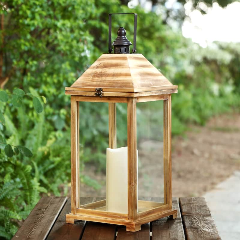 SAFAVIEH Lighting Lobar Outdoor Lantern - 10" W x 10" D x 26" H - 10Wx10Dx26H
