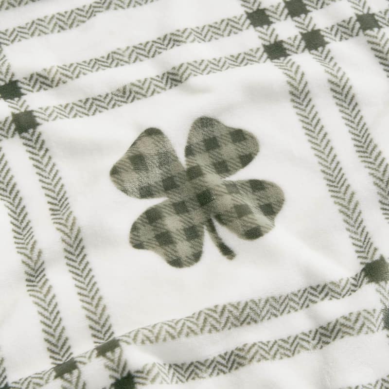 Lucky Brand Lucky Clovers Plush Throw Blankets