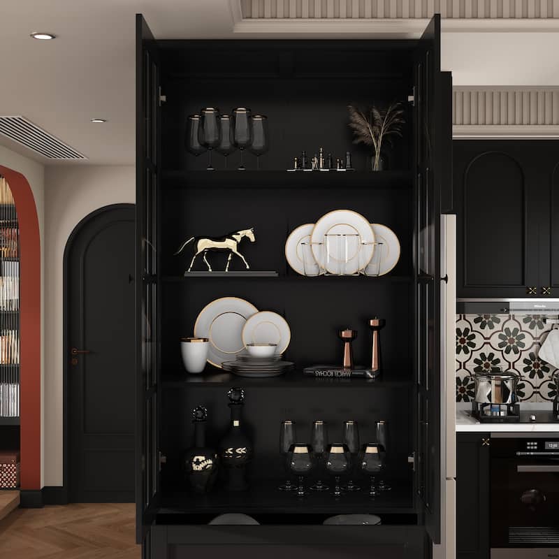 Modular Glass Doors Display Cabinet Combo Bookcase Home Office Pantry
