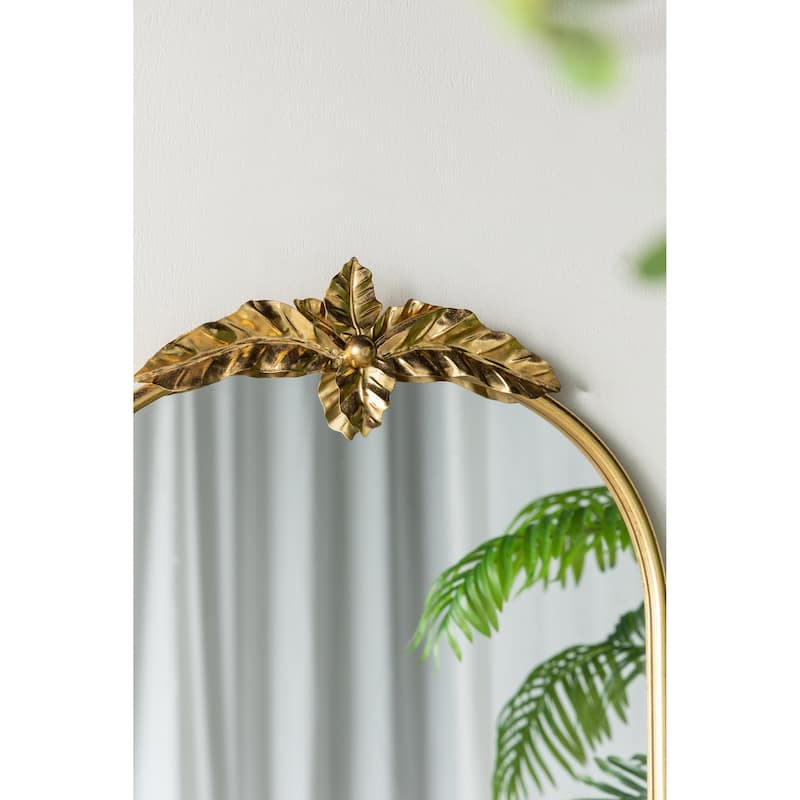 Arched Wall Decor Mirror with Metal Frame - Gold