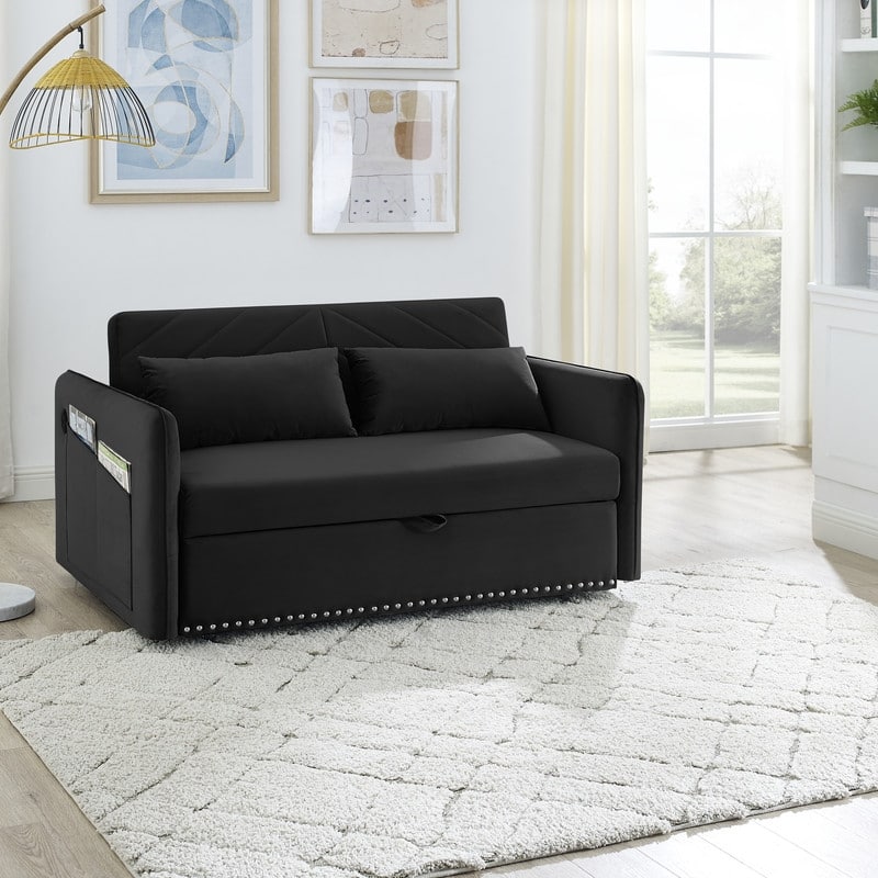 55'' Velvet Sofa Bed with USB Port