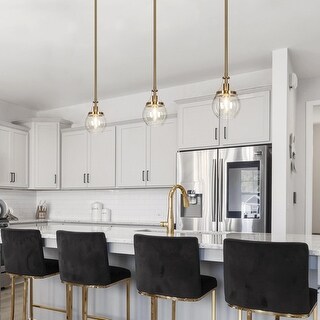 Beta Modern Gold 1-Light Globe Glass Pendant Mini Island Lights for Dining Room - D 5.1" * H 81.5" 