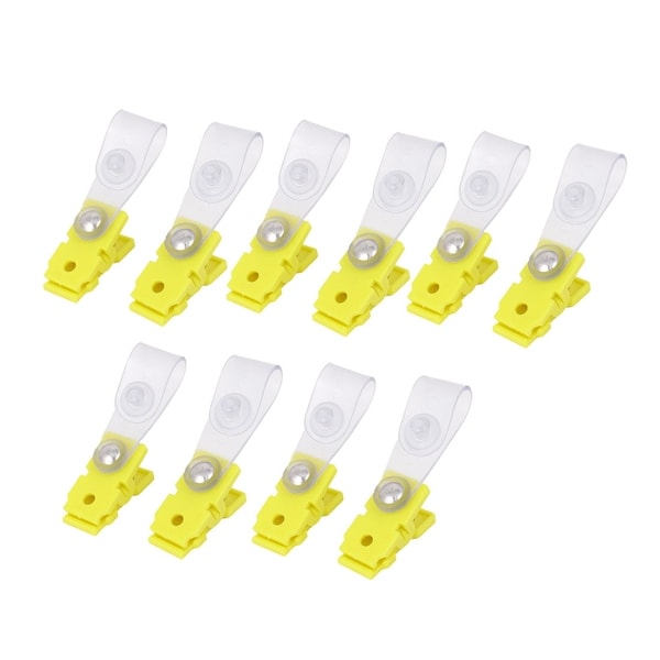 Unique Bargains Yellow Plastic Buckle Closure Name Tag Badge Label ID Card Holder Clip 10PCS