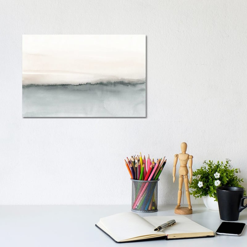 iCanvas "Watercolor Landscape XIV - Soft Coral And Gray" by Nouveau Prints Canvas Print - 8x12x0.75