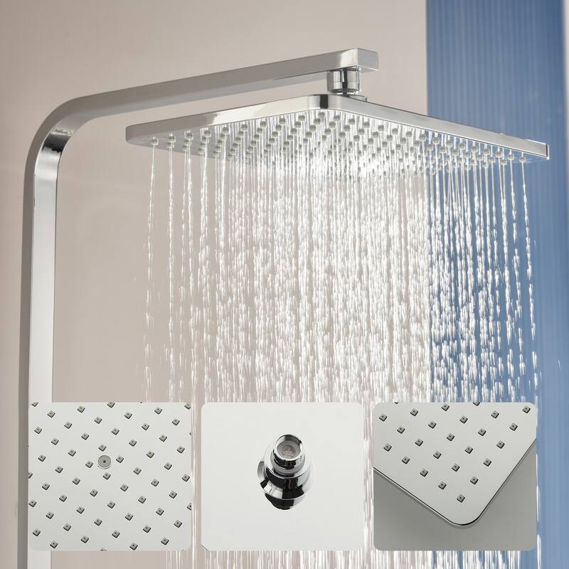 46"H 3-Function Stainless Steel Wall-Mounted Shower System