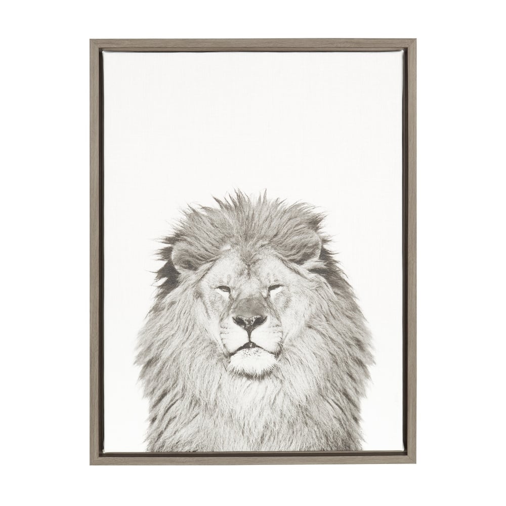 Kate and Laurel Sylvie Lion Framed Canvas by Simon Te Tai