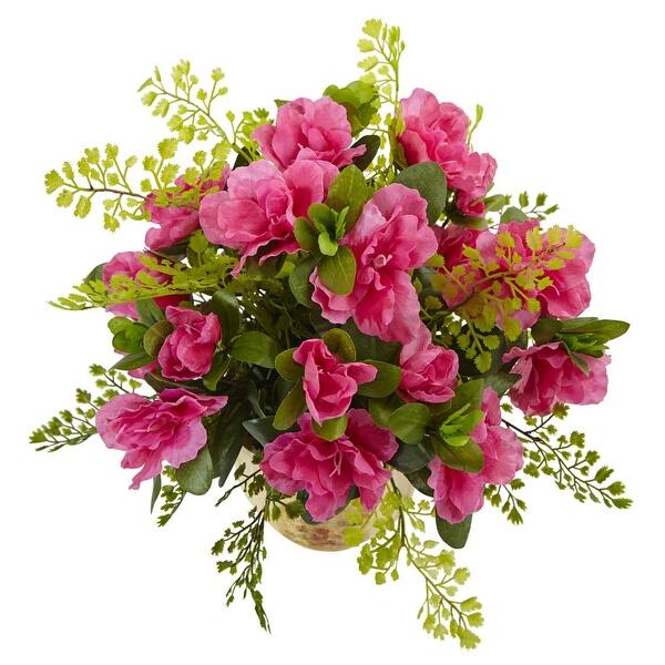 Shop Nearly Natural Home Decor Azalea And Maiden Hair With Planter