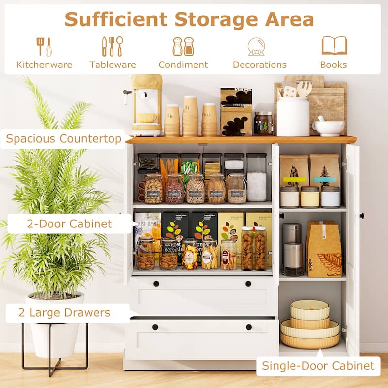 Gymax Sideboard Buffet Cabinet Kitchen Pantry Hutch Storage Cabinet