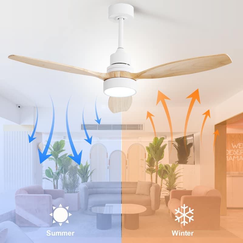 52" Farmhouse Style Wood Walnut Ceiling Fan With Lights and Remote Control, Dimmable LED Optional