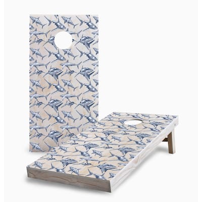 Shark on Wood Pattern Corn Hole Board Set