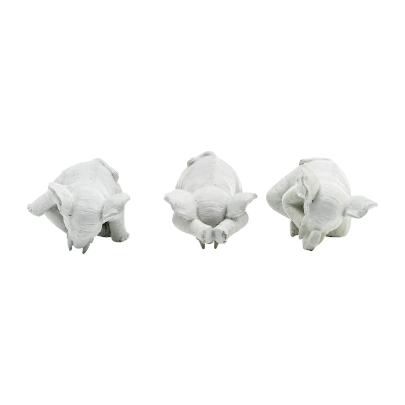 Decorative Resin Elephant Figurines with Yoga Poses - Set of 3, 8"