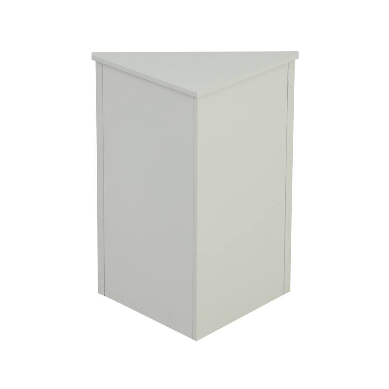 Roomfitters Triangle Corner Bathroom Cabinet, Modern MDF Floor Storage Organizer with Adjustable Shelves & Metal Knobs