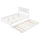 preview thumbnail 6 of 15, Full Size Platform Bed with Adjustable Trundle, Headboard for Added Stability, Pine Wood and MDF Construction, White