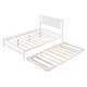 preview thumbnail 6 of 15, Full Size Platform Bed with Adjustable Trundle and Headboard, White