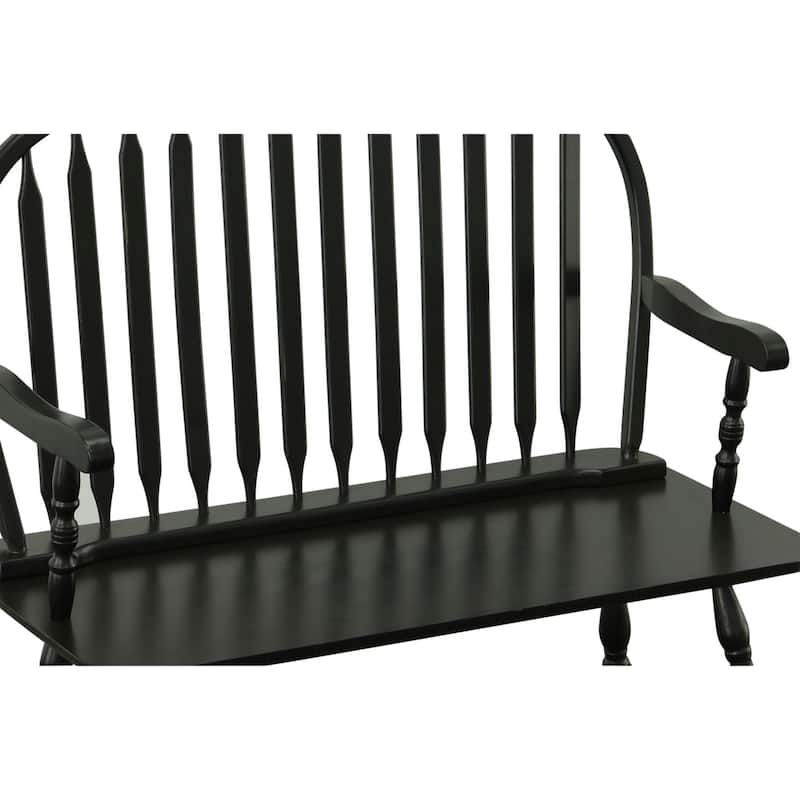 Windsor-Style Arched Back Wood Bench - 44" - Antique Black