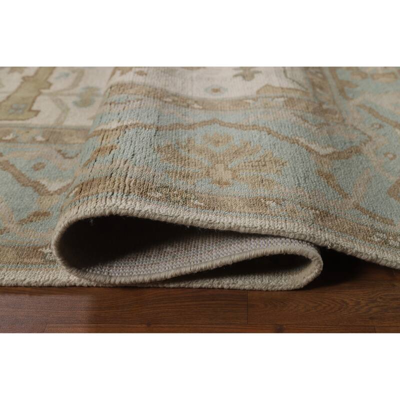 Transitional Oushak Indian Area Rug Hand-Knotted Wool Carpet - 7'10" x 9'10"