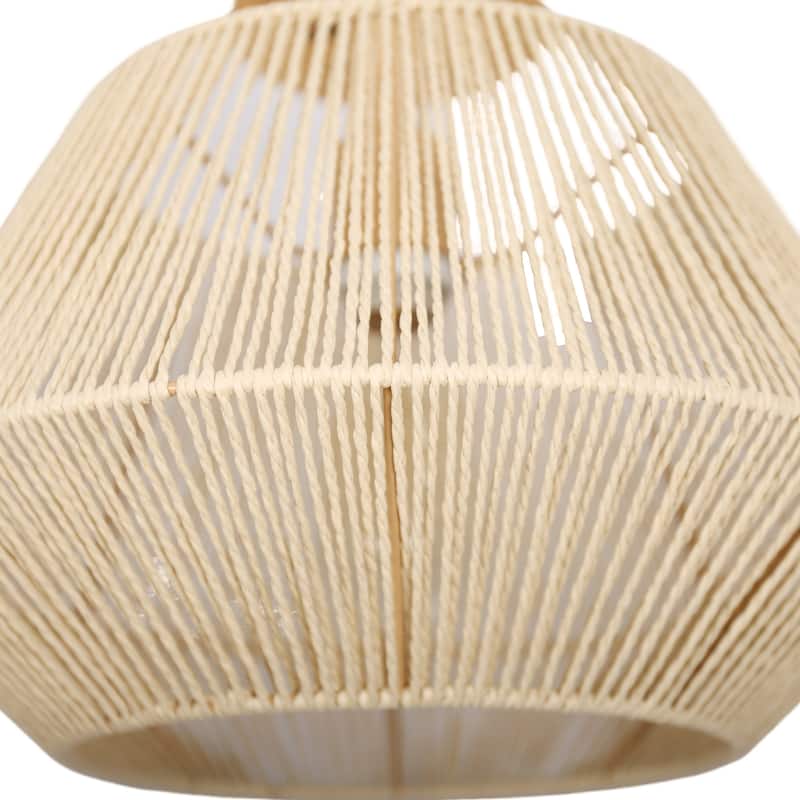 Handwoven Boho Diamond Shade Rattan Pendant Light Fixtures