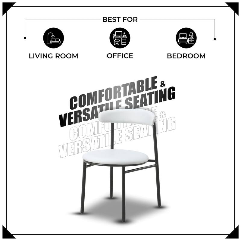 Lume Modern Dining Chairs Polyester Fabric Seat with Steel Legs by LeisureMod