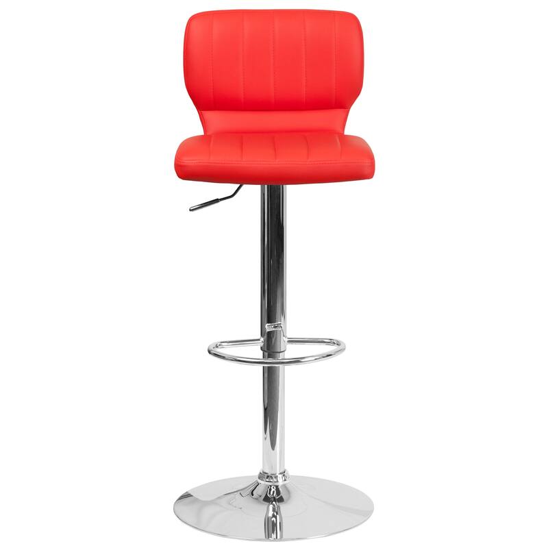 Contemporary Chrome Adjustable Bar Stool - 16.5"W x 19"D x 34.5" - 43"H