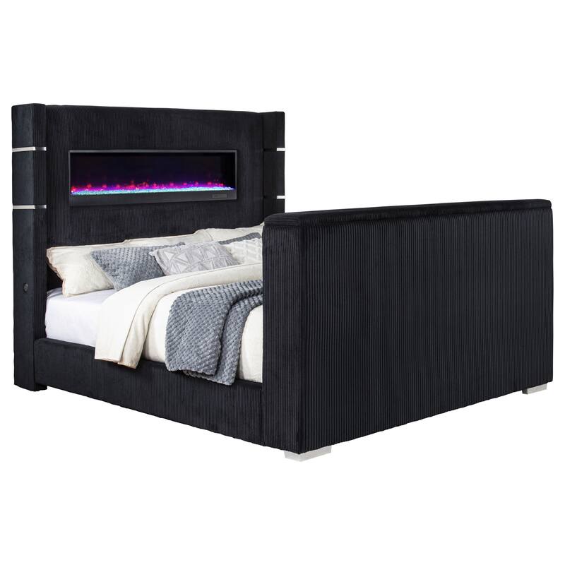 Tisdall Flame Visualizer Wingback TV Bed Black