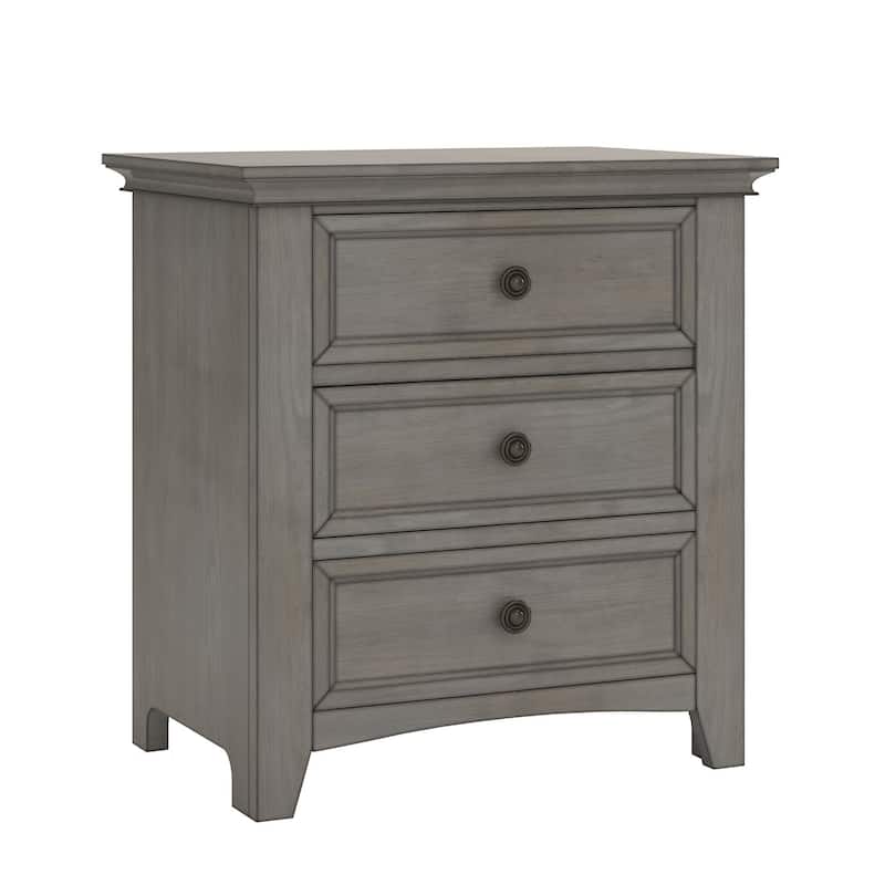 Ediline 3-drawer Wood Modular Storage Nightstand with Charging Station by iNSPIRE Q Classic - Antique Grey