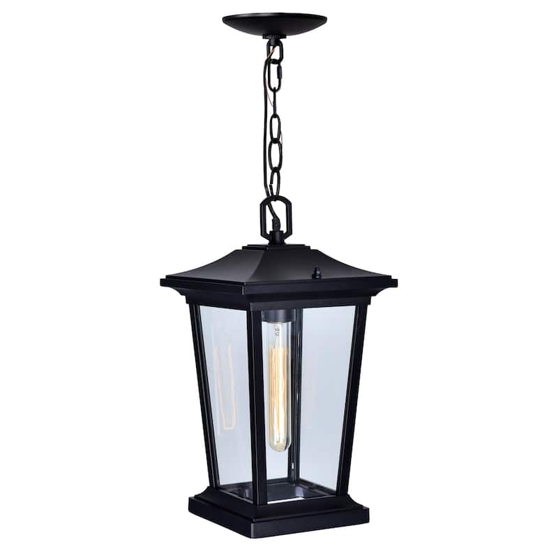 Leawood 1 Light Black Outdoor Hanging Light - Black