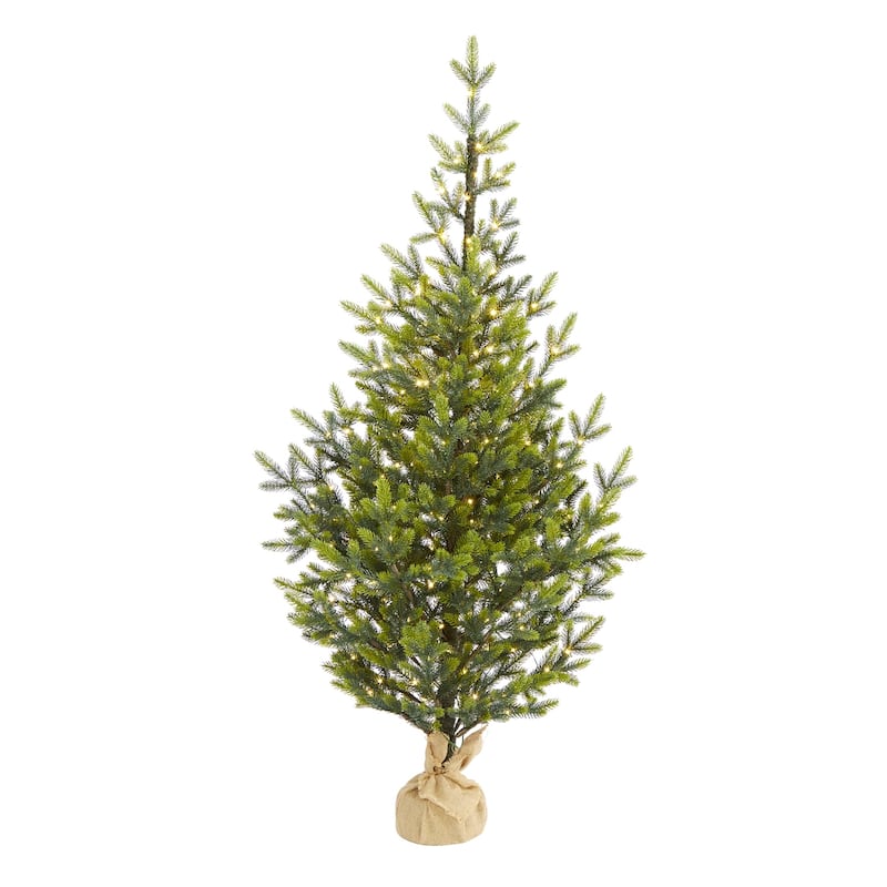 5ft Artificial Christmas Tree with Lights - Holiday Decor, Festive Fir Tree, Easy Setup, Indoor Christmas Tree - Green - 60