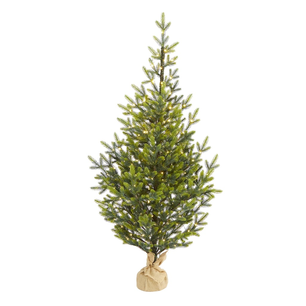5ft Artificial Christmas Tree with Lights - Holiday Decor, Festive Fir Tree, Easy Setup, Indoor Christmas Tree - Green - 60