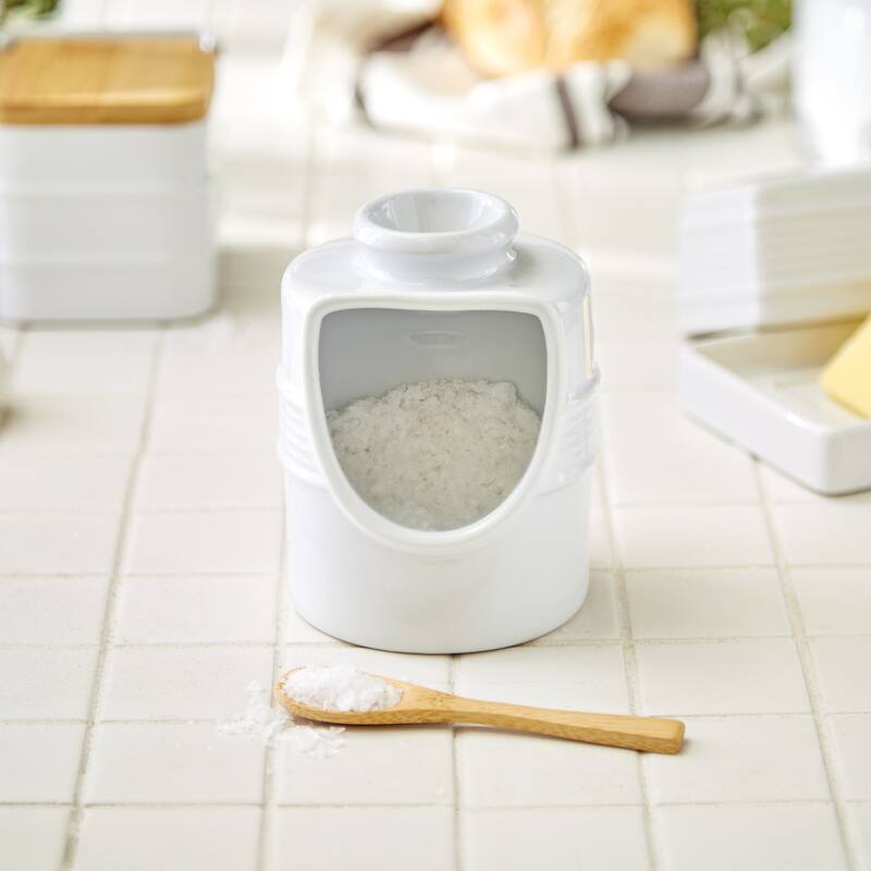 Stoneware Salt Pig - White