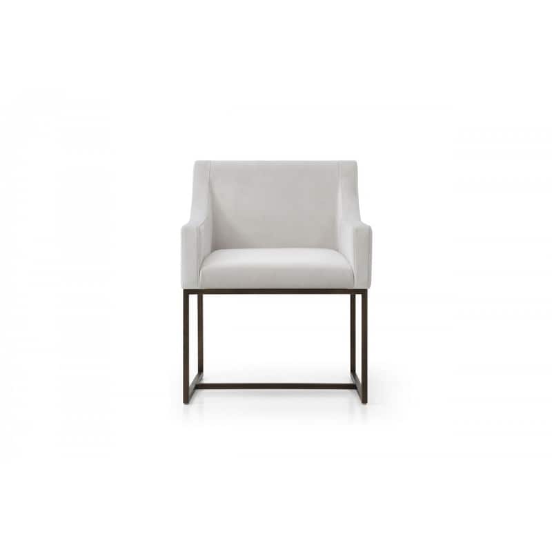 Beige Velvet Antique Brass Dining Chair