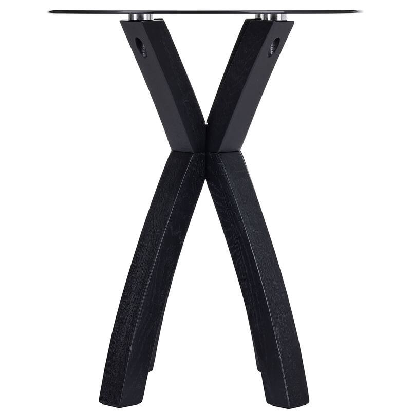 Modern Nesting Table Glass End Table with Criss Cross Base 24" Round