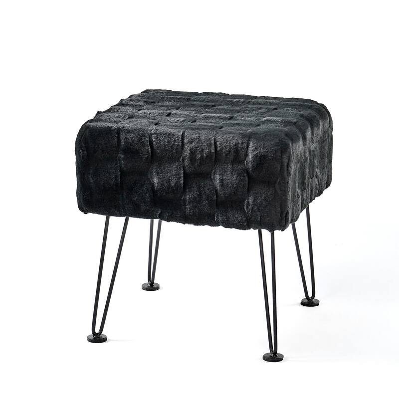Home Soft Things Brick FauxFur Stool Soft Ottoman Furry Padded Seat